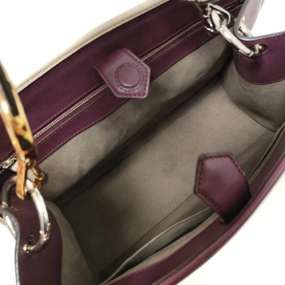Auth FENDI Runaway 8BH343 Bordeaux Beige Leather - Handbag - Picture 8 of 8
